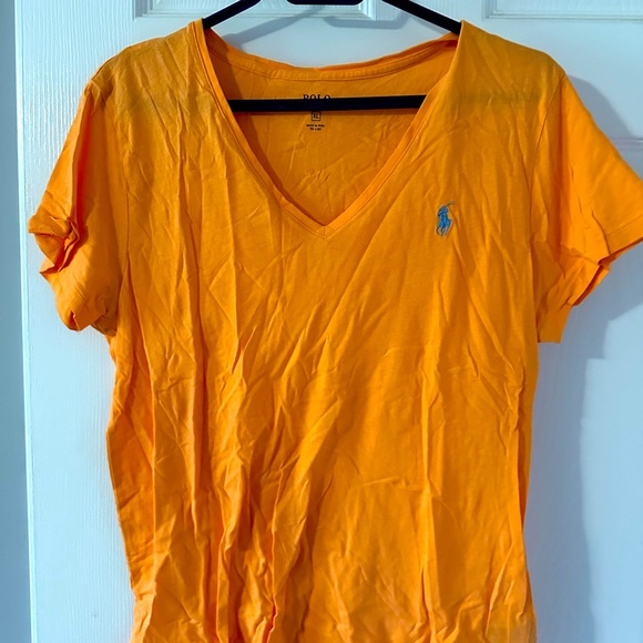 Orange Ralph Lauren vneck tshirt. - Picture 1 of 2